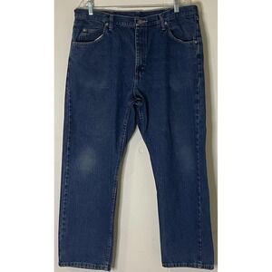 Wrangler Men's Blue Jeans - 100% Cotton, Five Pocket, Straight Leg, Size 38 X 30